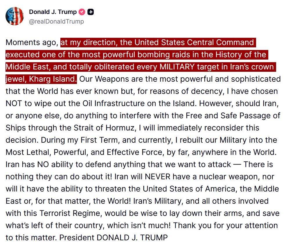 Going for Kharg island.