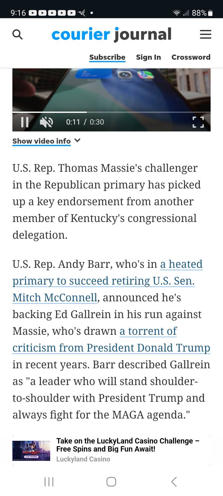 Trumps Pick To Beat Massie